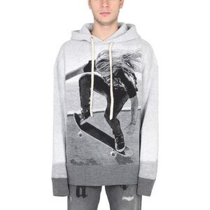 PALM ANGELS Graphic Skater Hoodie Men GREY Sweaters & Cardigans